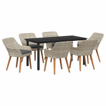 Spisestuesæt 7 Pcs Lys Grå og Sort 160 X 80 X 74 Cm - billede 2