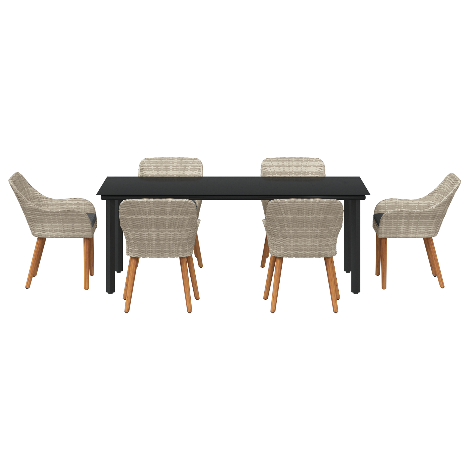 Spisestuesæt 7 Pcs Lys Grå og Sort 200x100x74 Cm - billede 8