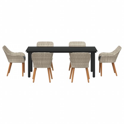 Spisestuesæt 7 Pcs Lys Grå og Sort 200x100x74 Cm - billede 8