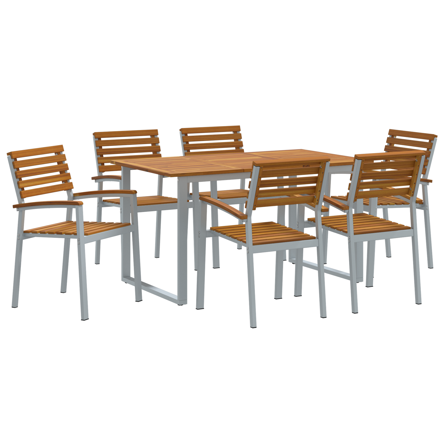 7-delt Have Dining Sæt i Solid Akacietræ og Metal - billede 2