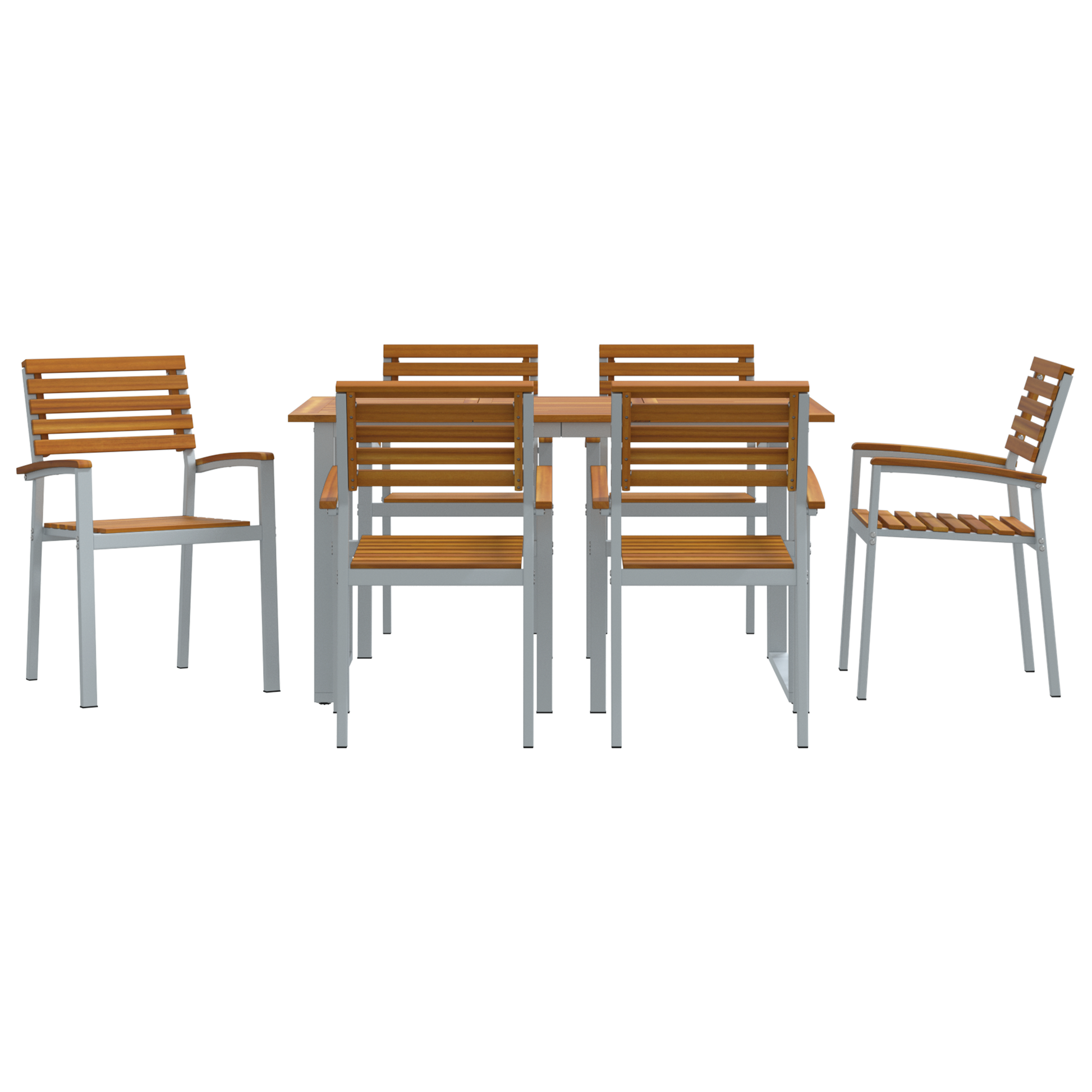 7-delt Have Dining Sæt i Solid Akacietræ og Metal - billede 7