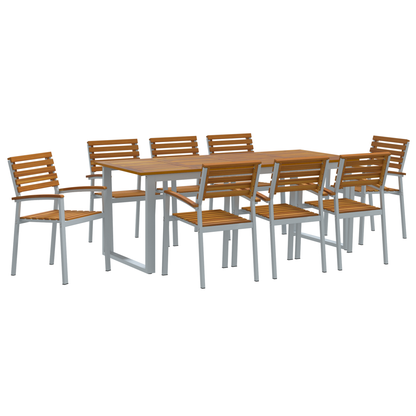 9-delers Have Dining Sæt i Solid Akacietræ og Metal - billede 2