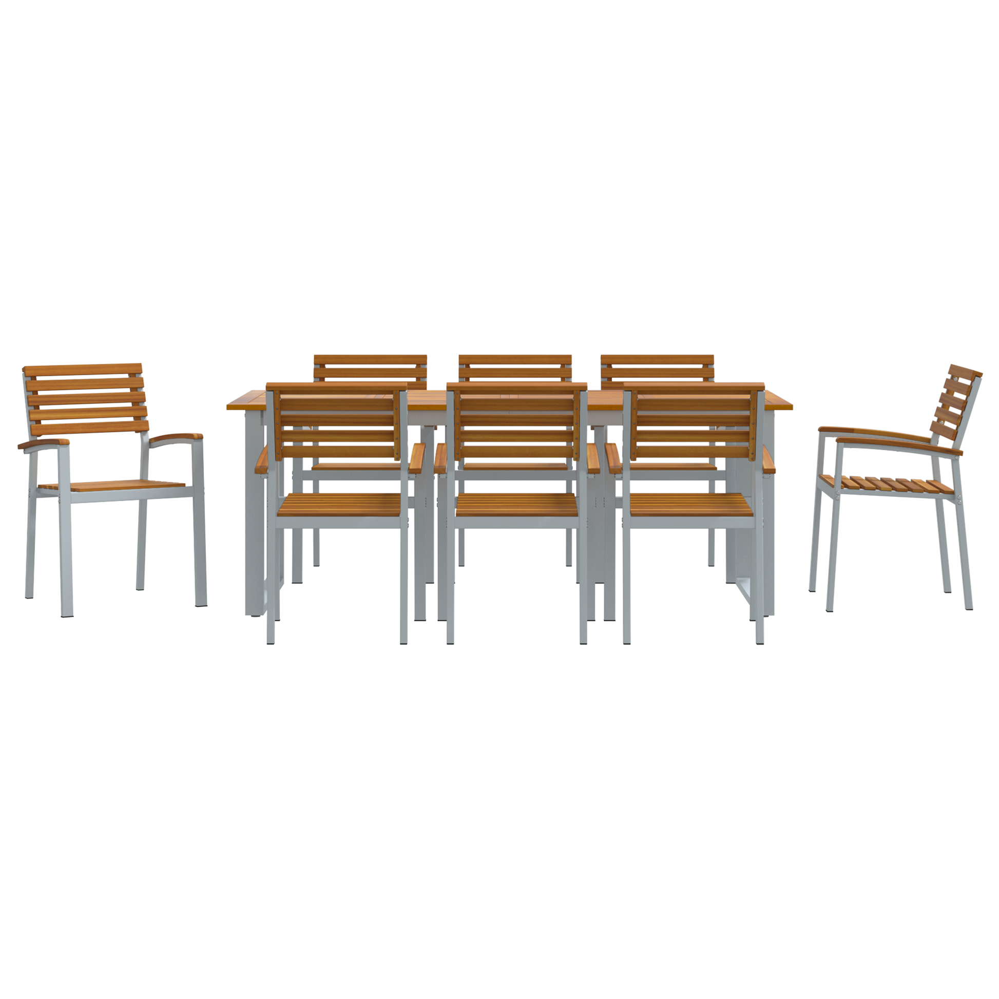 9-delers Have Dining Sæt i Solid Akacietræ og Metal - billede 7