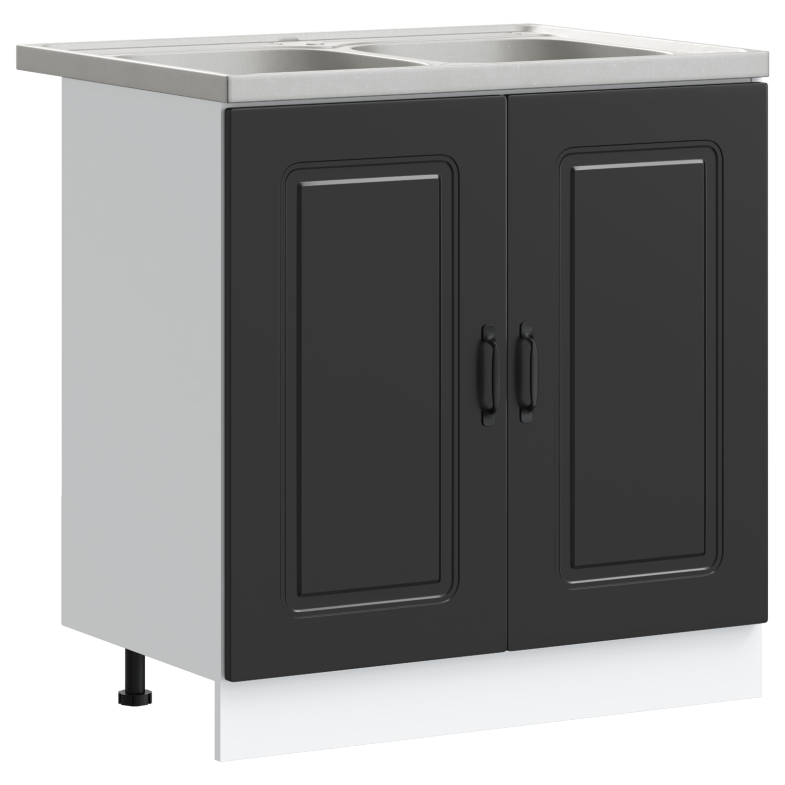 Køkkenskab Kalmar 2 Pcs Sort 80 X 46 X 81.5 Cm Konstrueret Træ - Billede 2