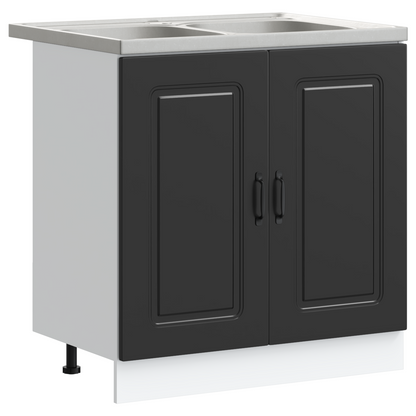 Køkkenskab Kalmar 2 Pcs Sort 80 X 46 X 81.5 Cm Konstrueret Træ - Billede 2