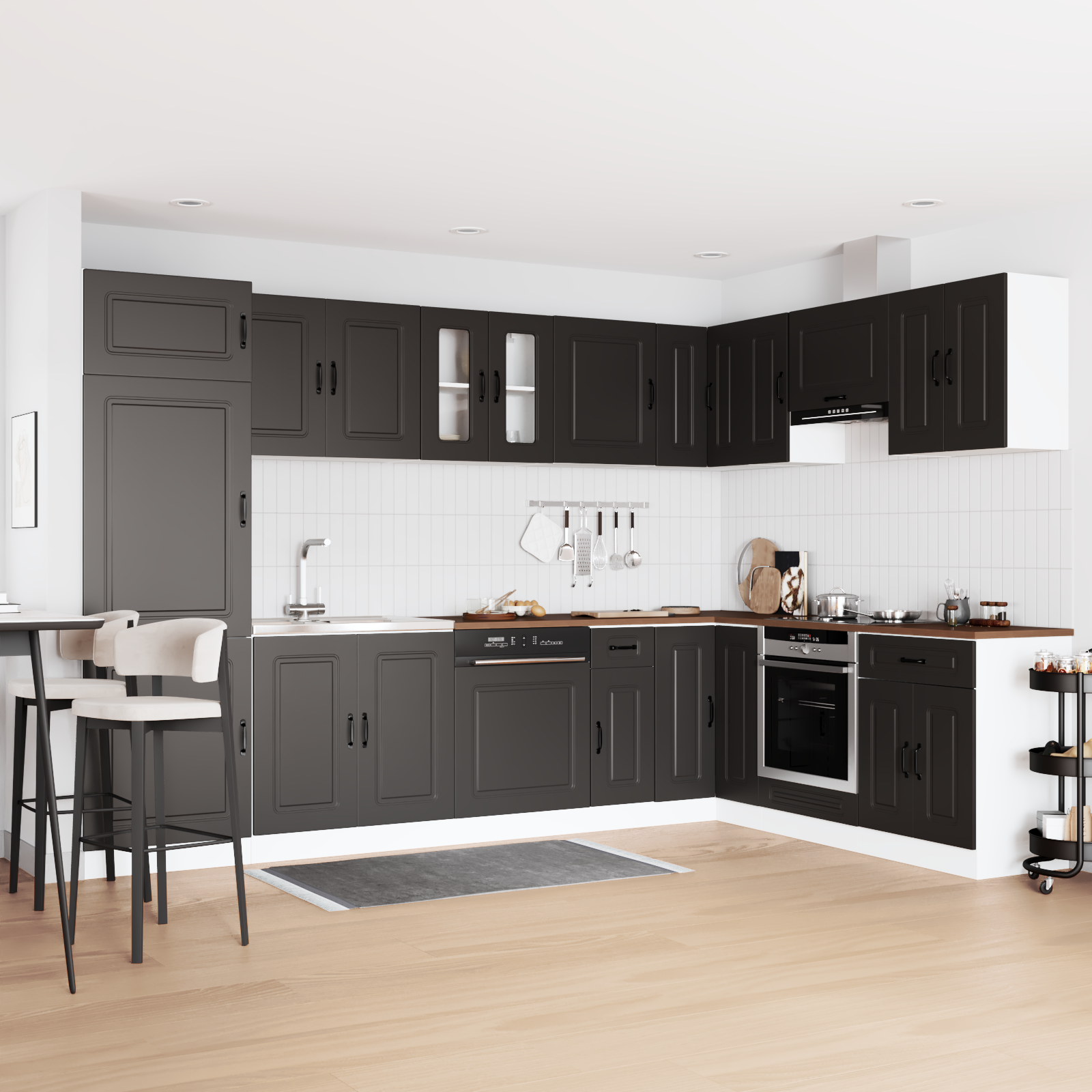 Køkkenskab Kalmar 2 Pcs Sort 80 X 46 X 81.5 Cm Konstrueret Træ - Hovedbillede