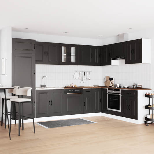 Køkkenskab Kalmar 2 Pcs Sort 80 X 46 X 81.5 Cm Konstrueret Træ - Hovedbillede