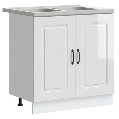 Køkkenskab Kalmar 2 Pcs Hvid 80 X 46 X 81.5 Cm Konstrueret Træ - Billede 2