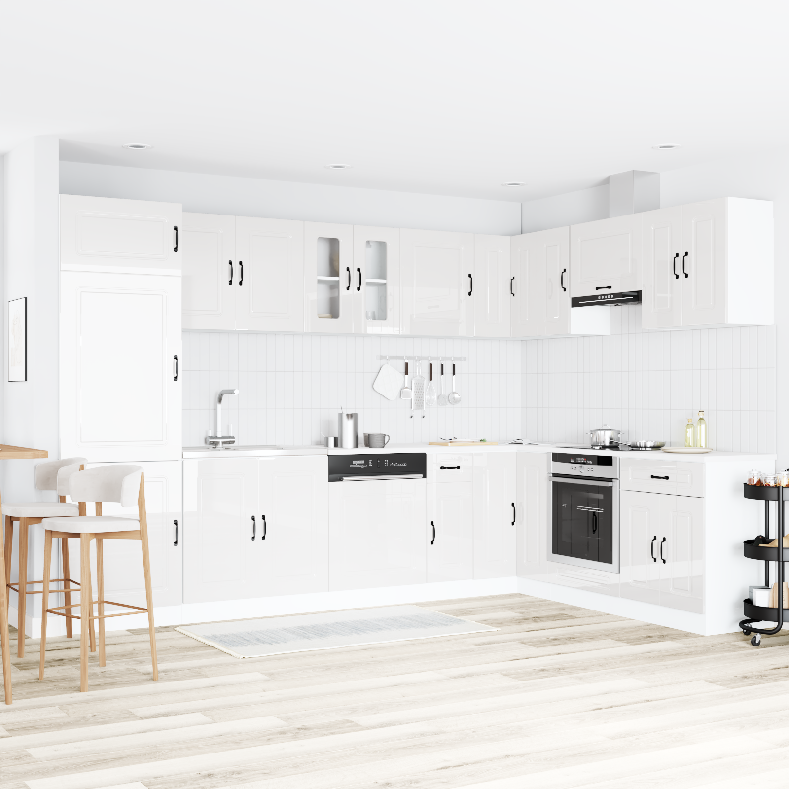 Køkkenskab Kalmar 2 Pcs Hvid 80 X 46 X 81.5 Cm Konstrueret Træ - Hovedbillede