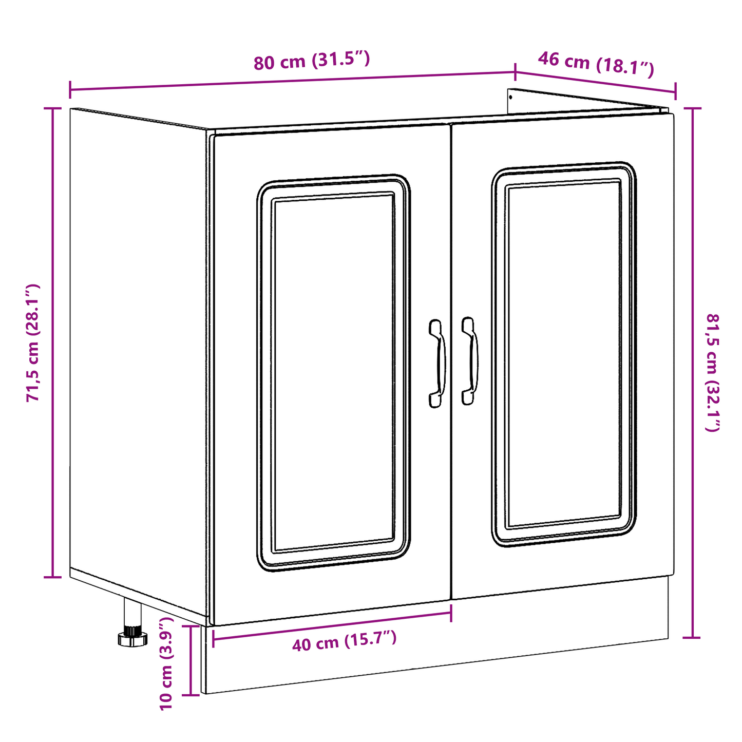 Køkkenskab Kalmar 2 Pcs Grå 80 X 46 X 81.5 Cm Konstrueret Træ - Billede 10