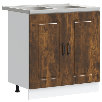 Køkkenskab Kalmar 2 Pcs Brun 80 X 46 X 81.5 Cm Konstrueret Træ - Billede 2