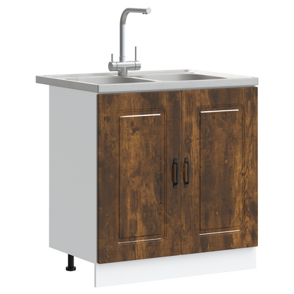 Køkkenskab Kalmar 2 Pcs Brun 80 X 46 X 81.5 Cm Konstrueret Træ - Billede 3