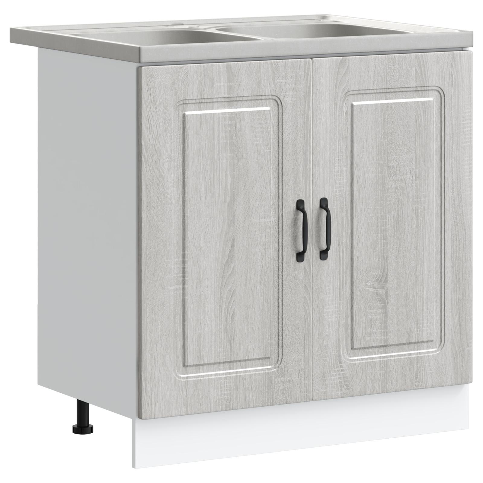 Køkkenskab Kalmar 2 Pcs Grå 80 X 46 X 81.5 Cm Konstrueret Træ - Billede 2