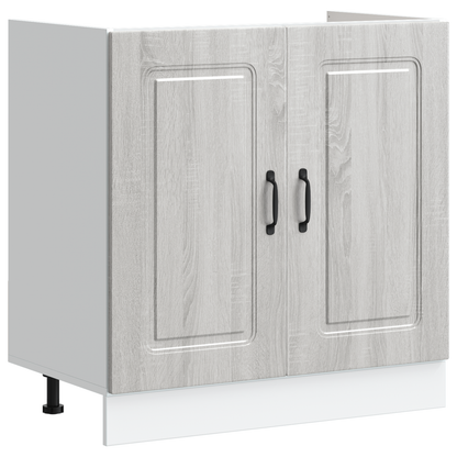 Køkkenskab Kalmar 2 Pcs Grå 80 X 46 X 81.5 Cm Konstrueret Træ - Billede 4