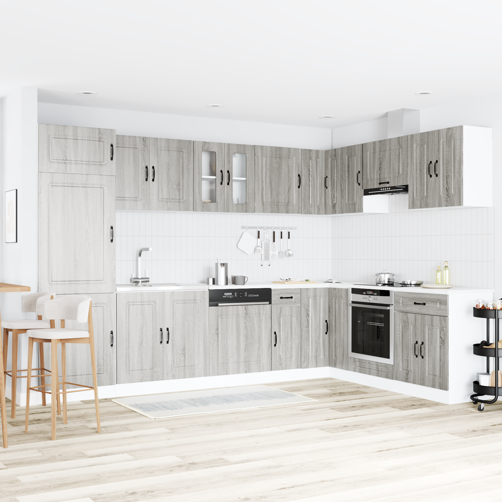 Køkkenskab Kalmar 2 Pcs Grå 80 X 46 X 81.5 Cm Konstrueret Træ - Hovedbillede