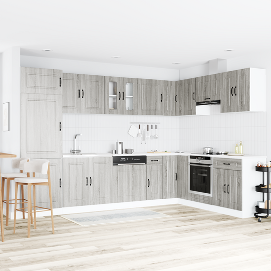 Køkkenskab Kalmar 2 Pcs Grå 80 X 46 X 81.5 Cm Konstrueret Træ - Hovedbillede