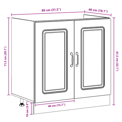 Køkkenskab Kalmar 2 Pcs Grå 80 X 46 X 81.5 Cm Konstrueret Træ - Billede 10