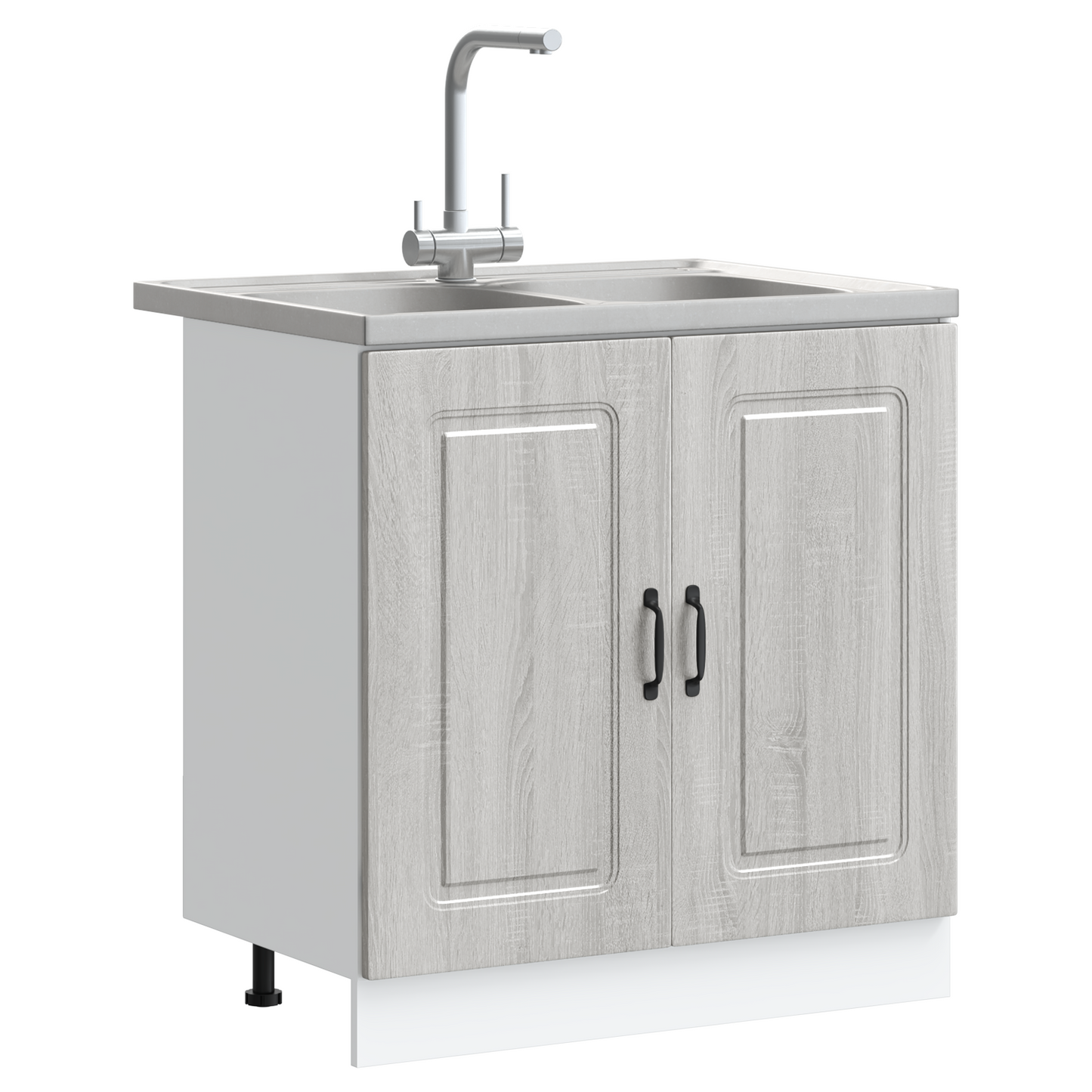Køkkenskab Kalmar 2 Pcs Grå 80 X 46 X 81.5 Cm Konstrueret Træ - Billede 3