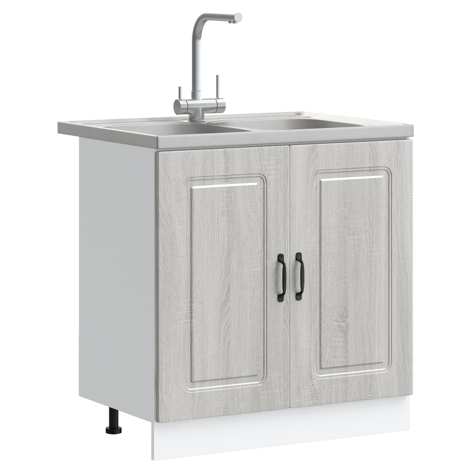 Køkkenskab Kalmar 2 Pcs Grå 80 X 46 X 81.5 Cm Konstrueret Træ - Billede 3