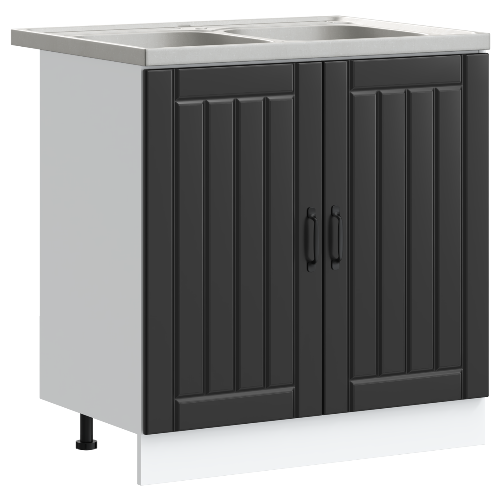 Køkkenskab Lucca 2 Pcs Sort 80 X 46 X 81.5 Cm Konstrueret Træ - Billede 2