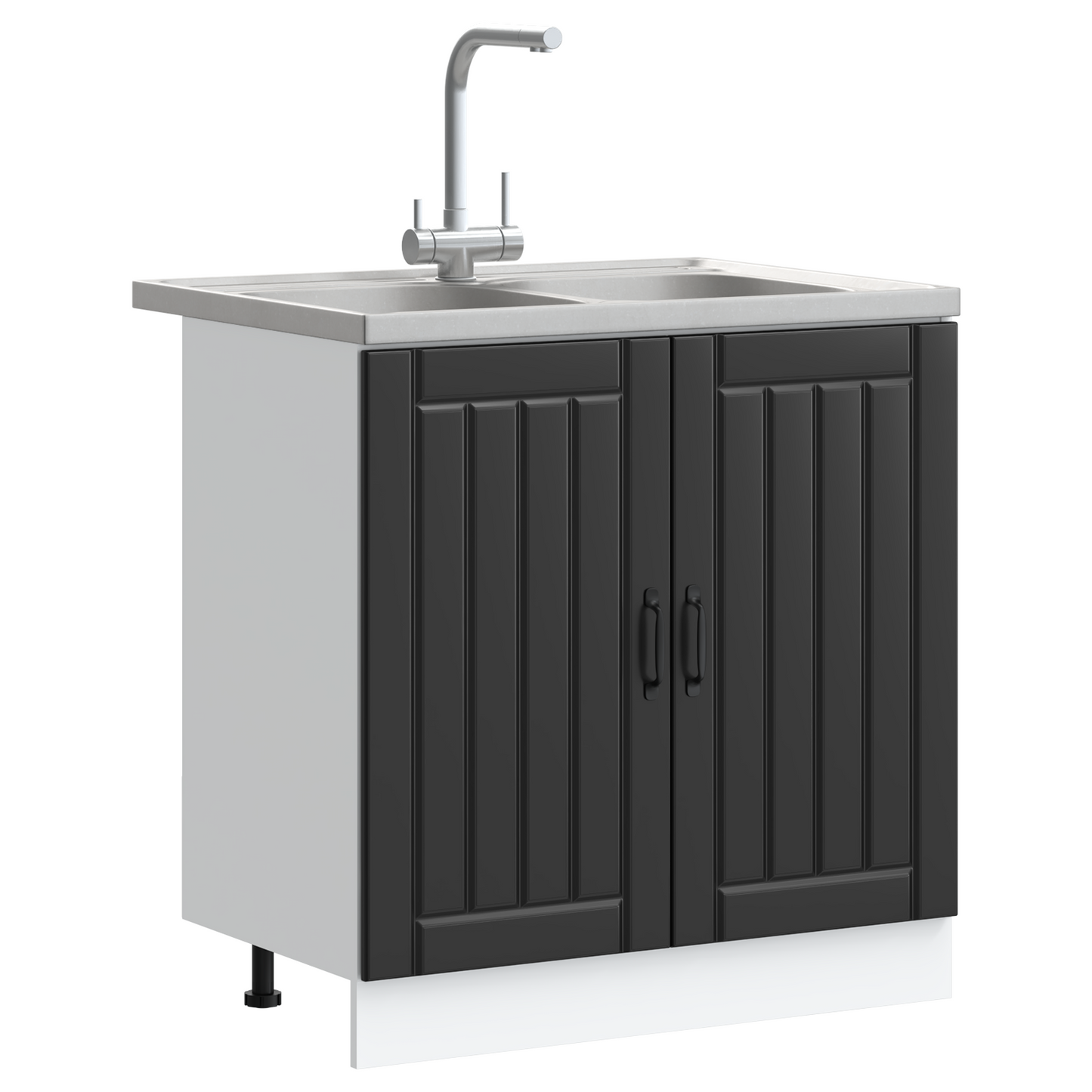 Køkkenskab Lucca 2 Pcs Sort 80 X 46 X 81.5 Cm Konstrueret Træ - Billede 3