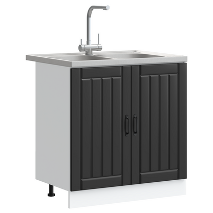 Køkkenskab Lucca 2 Pcs Sort 80 X 46 X 81.5 Cm Konstrueret Træ - Billede 3