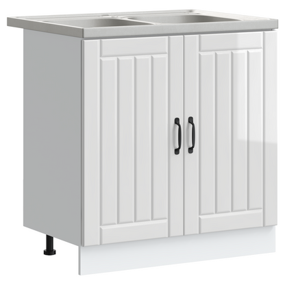 Køkkenskab Lucca 2 Pcs Hvid 80 X 46 X 81.5 Cm Konstrueret Træ - Billede 2
