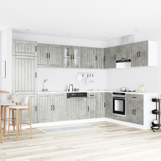 Køkkenskab Lucca 2 Pcs Grå 80 X 46 X 81.5 Cm Konstrueret Træ - Hovedbillede