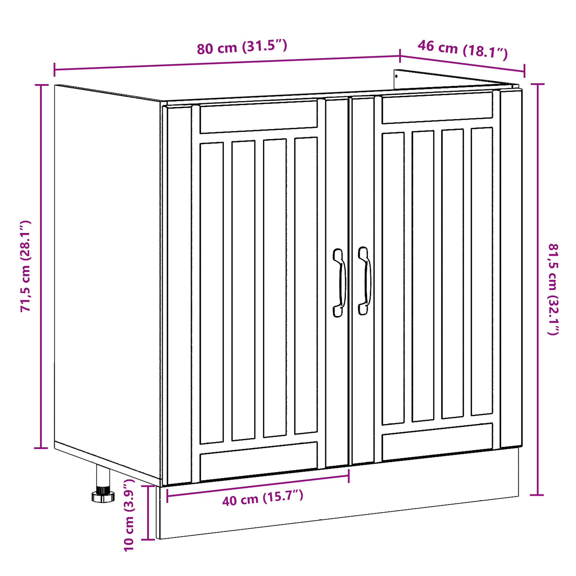 Køkkenskab Lucca 2 Pcs Grå 80 X 46 X 81.5 Cm Konstrueret Træ - Billede 10