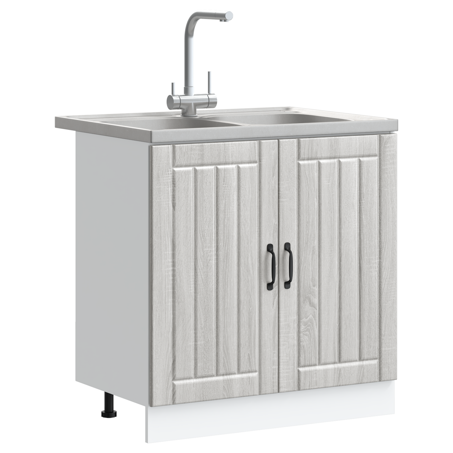 Køkkenskab Med Opbevaring Lucca 2 Pcs Lysegrå 80 X 46 X 81.5 Cm - Billede 3