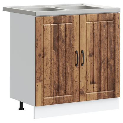Køkkenskab Lucca 2 Pcs Brun 80 X 46 X 81.5 Cm Konstrueret Træ - Billede 2