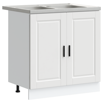 Vaskeskabsbase Med Dør Porto 2 Pcs Hvid 80 X 46 X 84.5 Cm - Billede 2