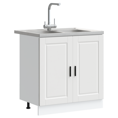 Vaskeskabsbase Med Dør Porto 2 Pcs Hvid 80 X 46 X 84.5 Cm - Billede 3