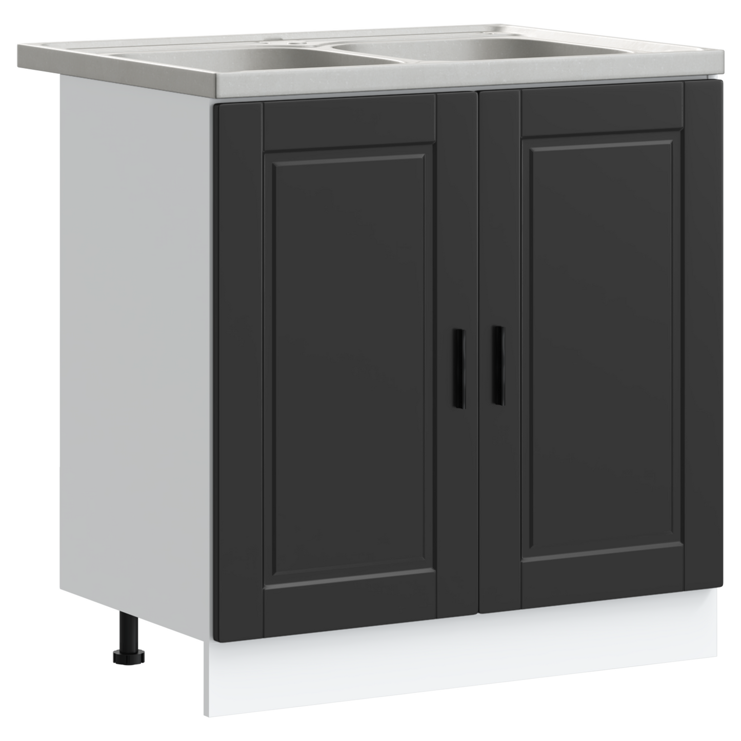 Vaskeskabsbase Med Dør Porto 2 Pcs Sort 80 X 46 X 84.5 Cm - Billede 2