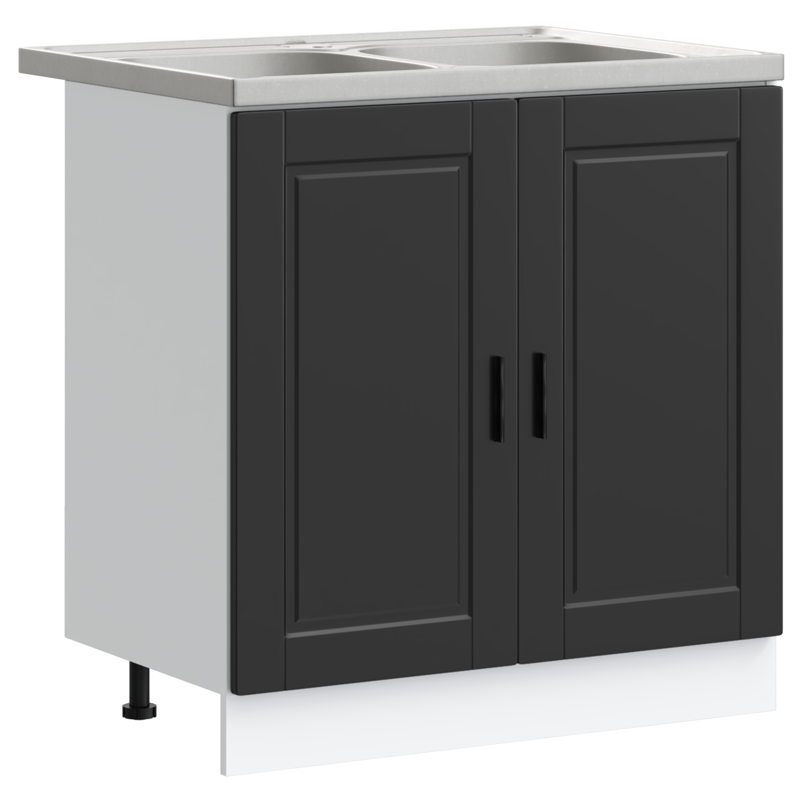 Vaskeskabsbase Med Dør Porto 2 Pcs Sort 80 X 46 X 84.5 Cm - Billede 2