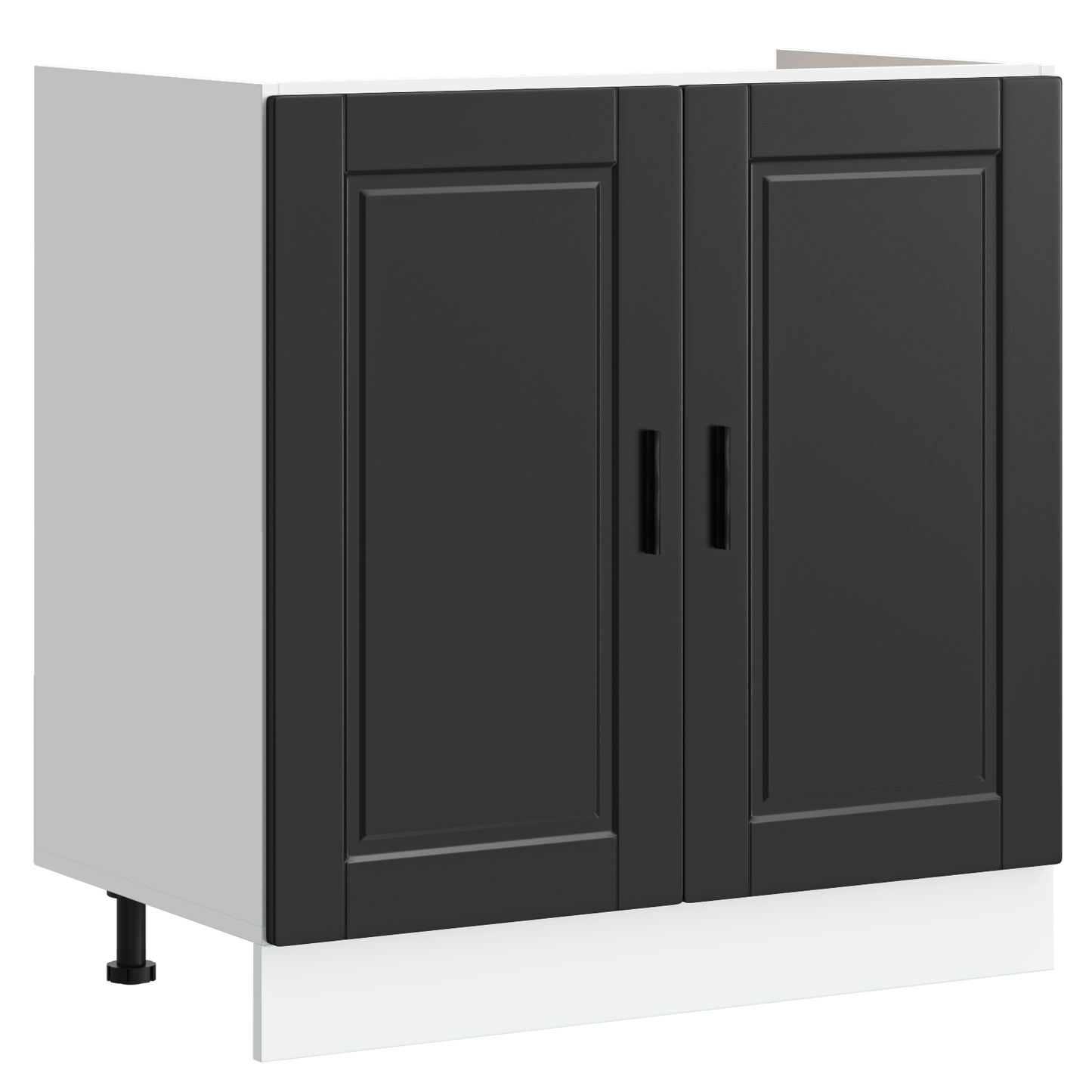 Vaskeskabsbase Med Dør Porto 2 Pcs Sort 80 X 46 X 84.5 Cm - Billede 4