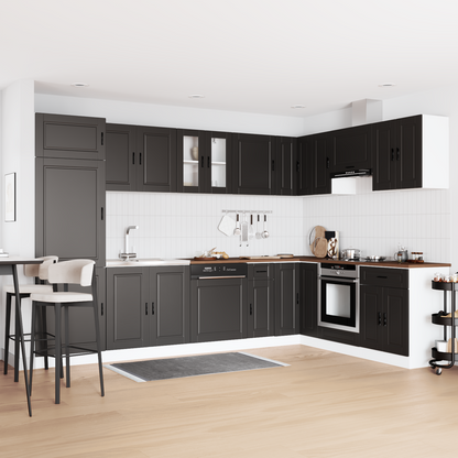 Vaskeskabsbase Med Dør Porto 2 Pcs Sort 80 X 46 X 84.5 Cm - Hovedbillede