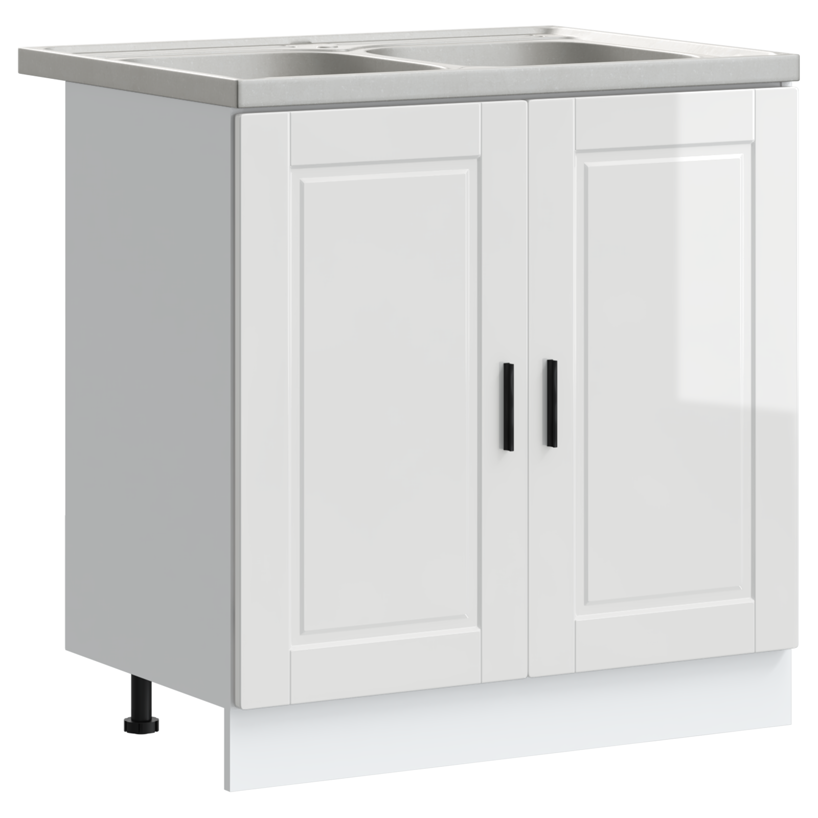 Vaskeskabsbase Med Dør Porto 2 Pcs Hvid 80 X 46 X 84.5 Cm - Billede 2