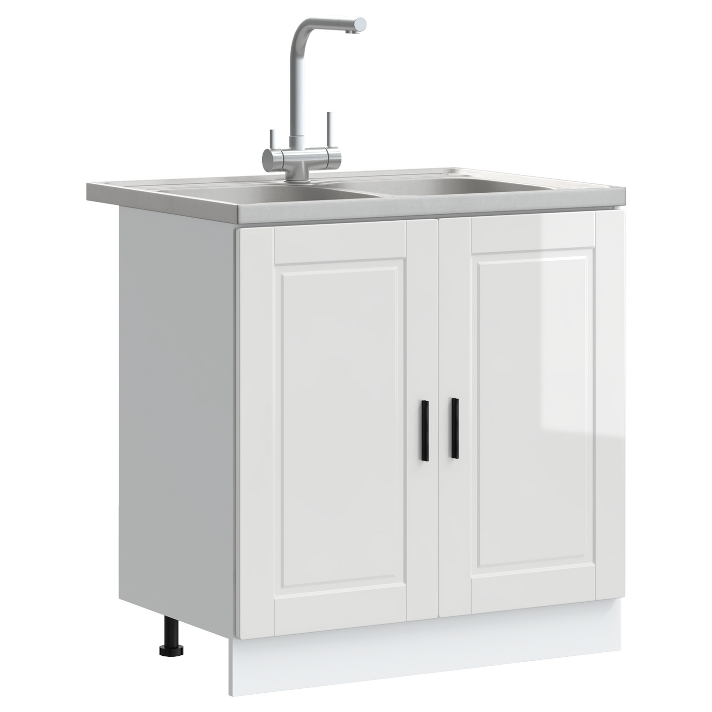 Vaskeskabsbase Med Dør Porto 2 Pcs Hvid 80 X 46 X 84.5 Cm - Billede 3