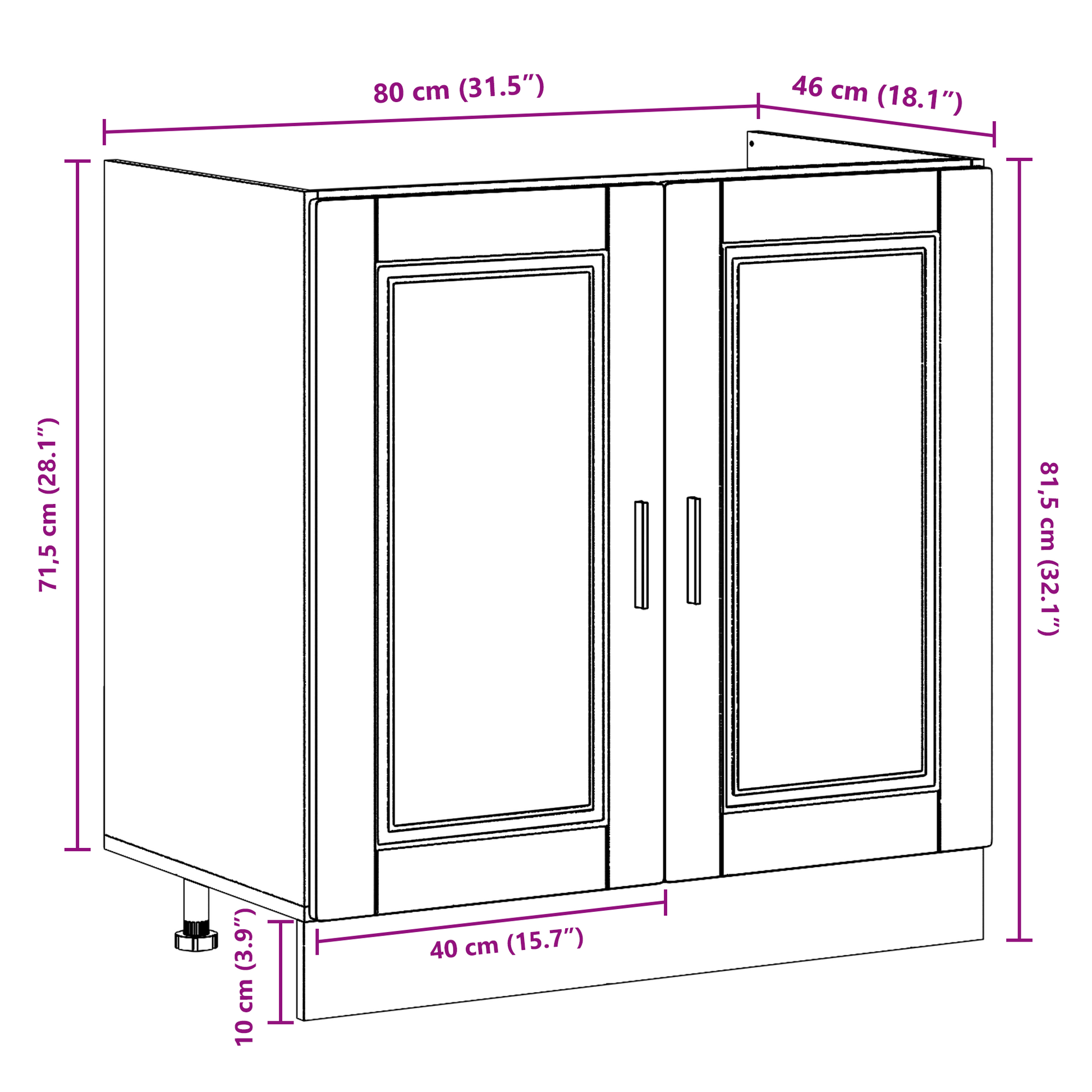 Vaskeskabsbase Med Dør Porto 2 Pcs Brun 80 X 46 X 84.5 Cm - Billede 10