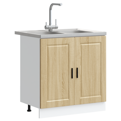 Vaskeskabsbase Med Dør Porto 2 Pcs Brun 80 X 46 X 84.5 Cm - Billede 3