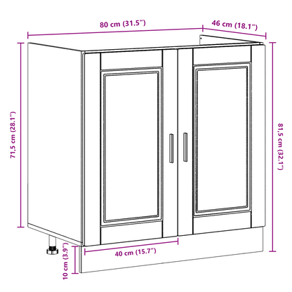 Vaskeskabsbase Med Opbevaring Porto 2 Pcs Grå 80 X 46 X 84.5 Cm - Billede 10
