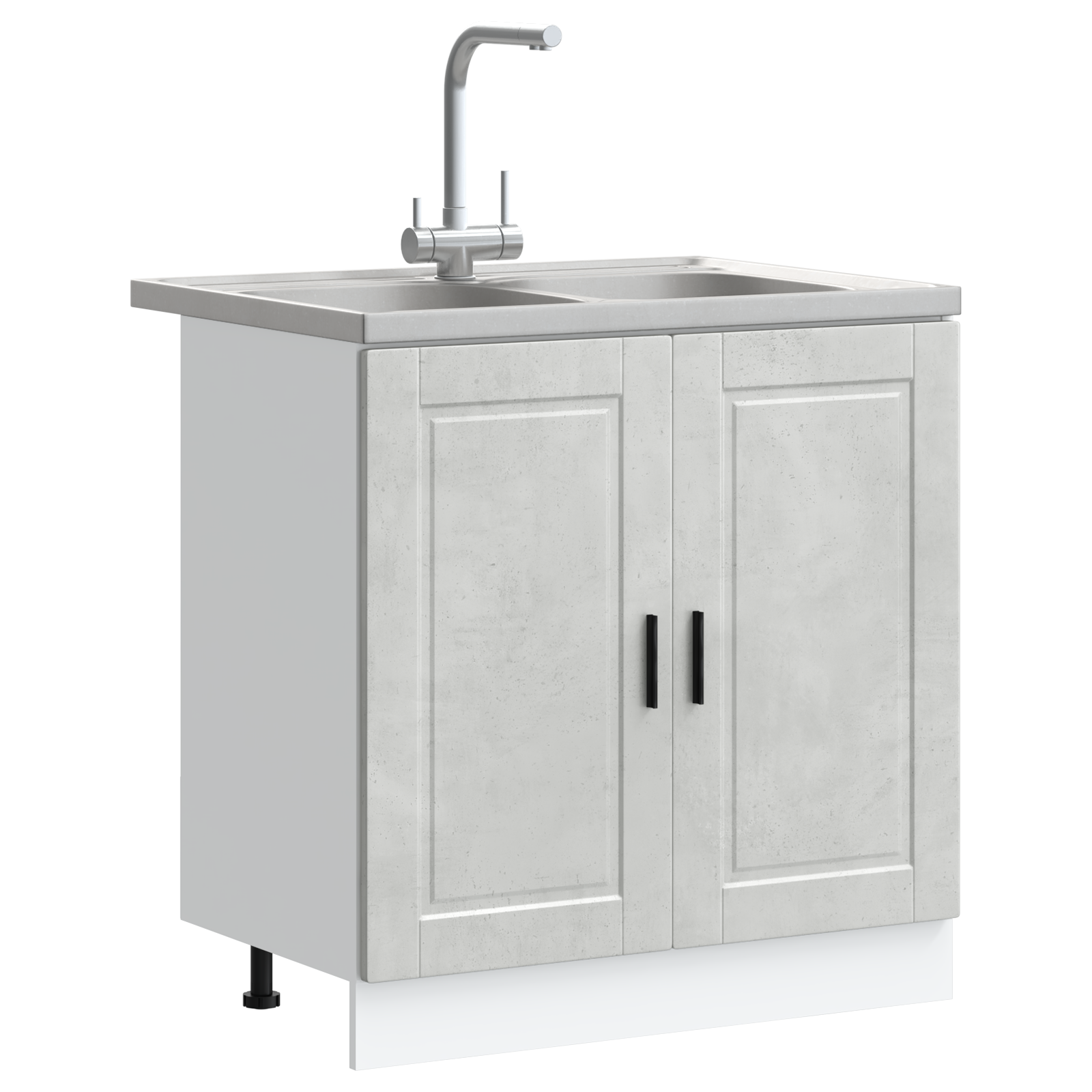 Vaskeskabsbase Med Opbevaring Porto 2 Pcs Grå 80 X 46 X 84.5 Cm - Billede 3