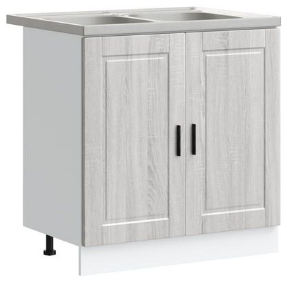Vaskeskabsbase Med Opbevaring Porto 2 Pcs Grå 80 X 46 X 84.5 Cm - Billede 2