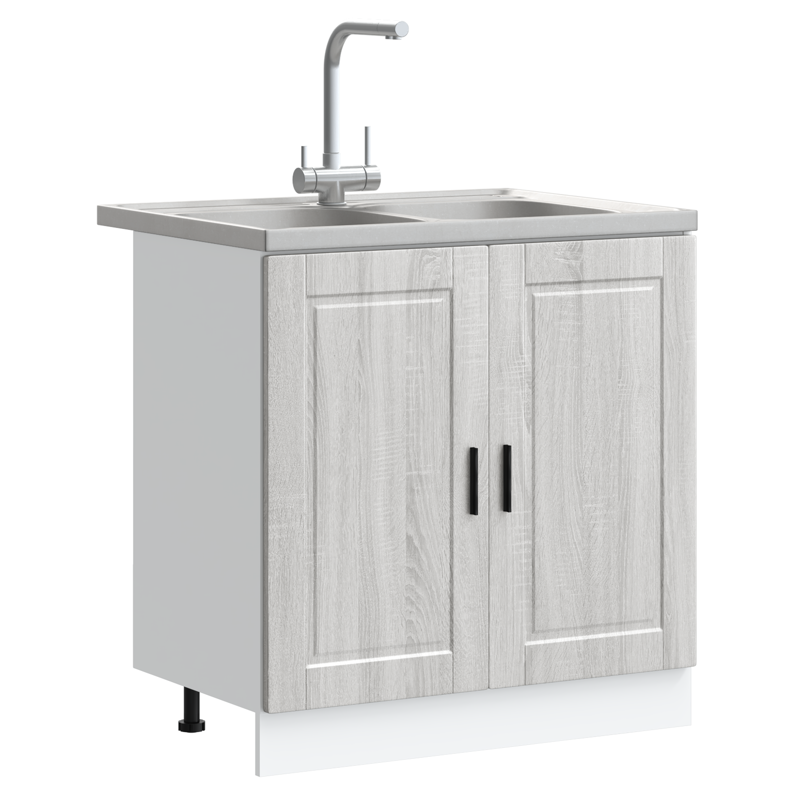 Vaskeskabsbase Med Opbevaring Porto 2 Pcs Grå 80 X 46 X 84.5 Cm - Billede 3