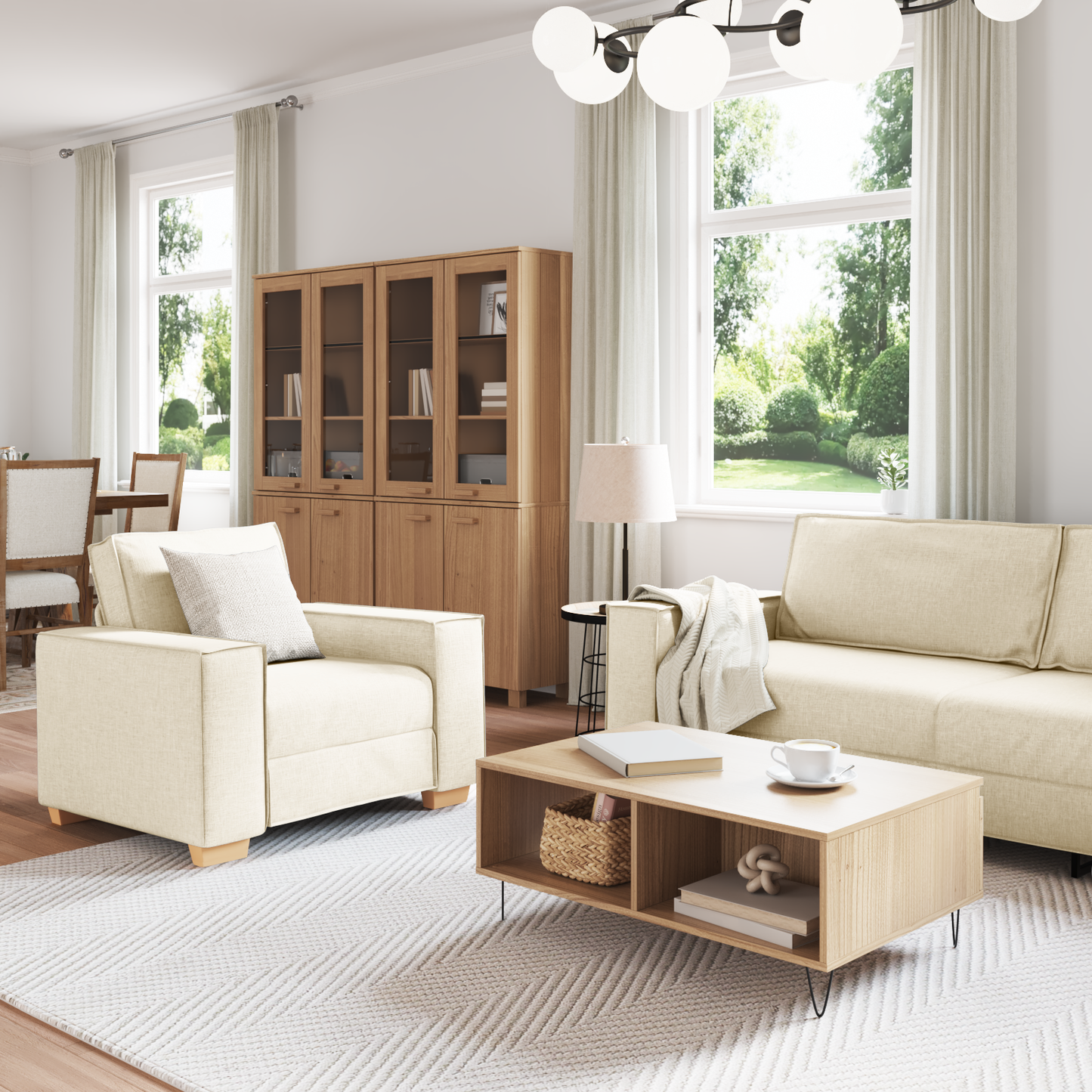 3 Personers Sofaset Med Puder I Linned
