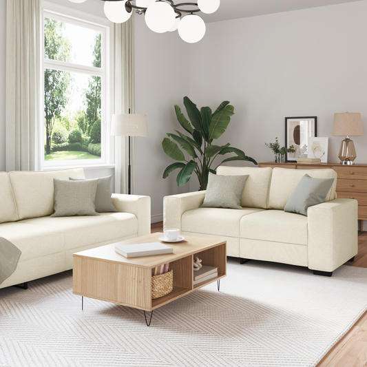 3-Delt Sofasæt Med Puder I Linned