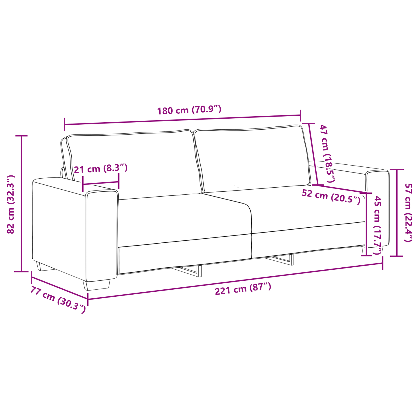 3-Delt Sofasæt Med Puder I Linned
