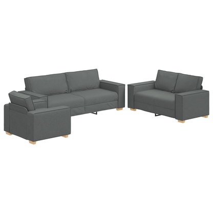3-Delt Sofasæt Med Puder Mørkegrå Stof