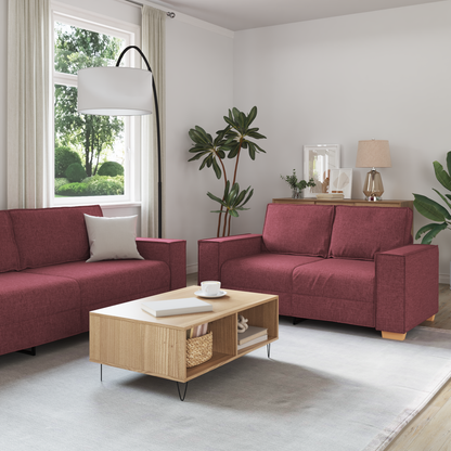 3-Delt Sofasæt Med Puder I Vinrød Stof